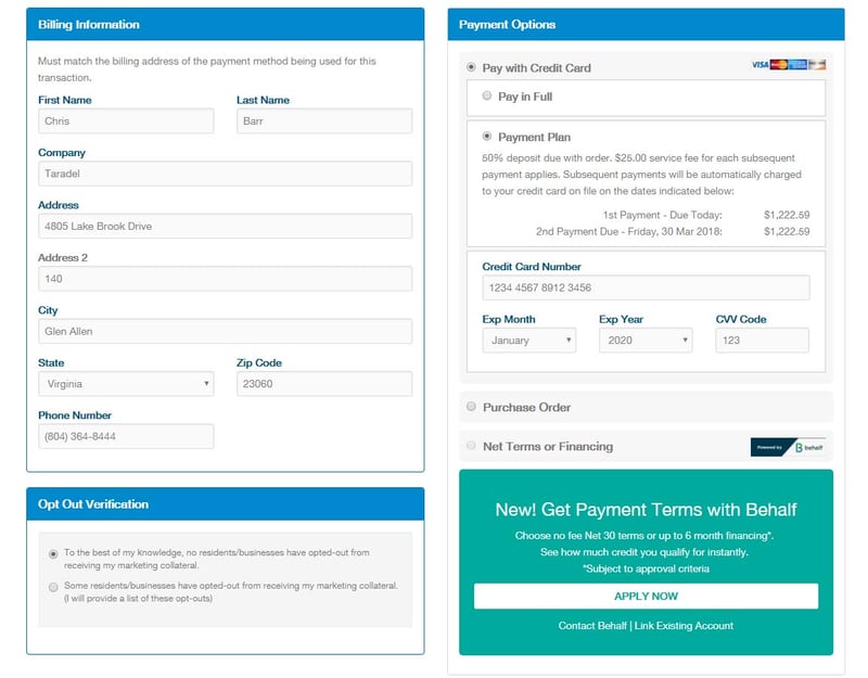 Choose payment option and complete order Choose payment option and complete order
