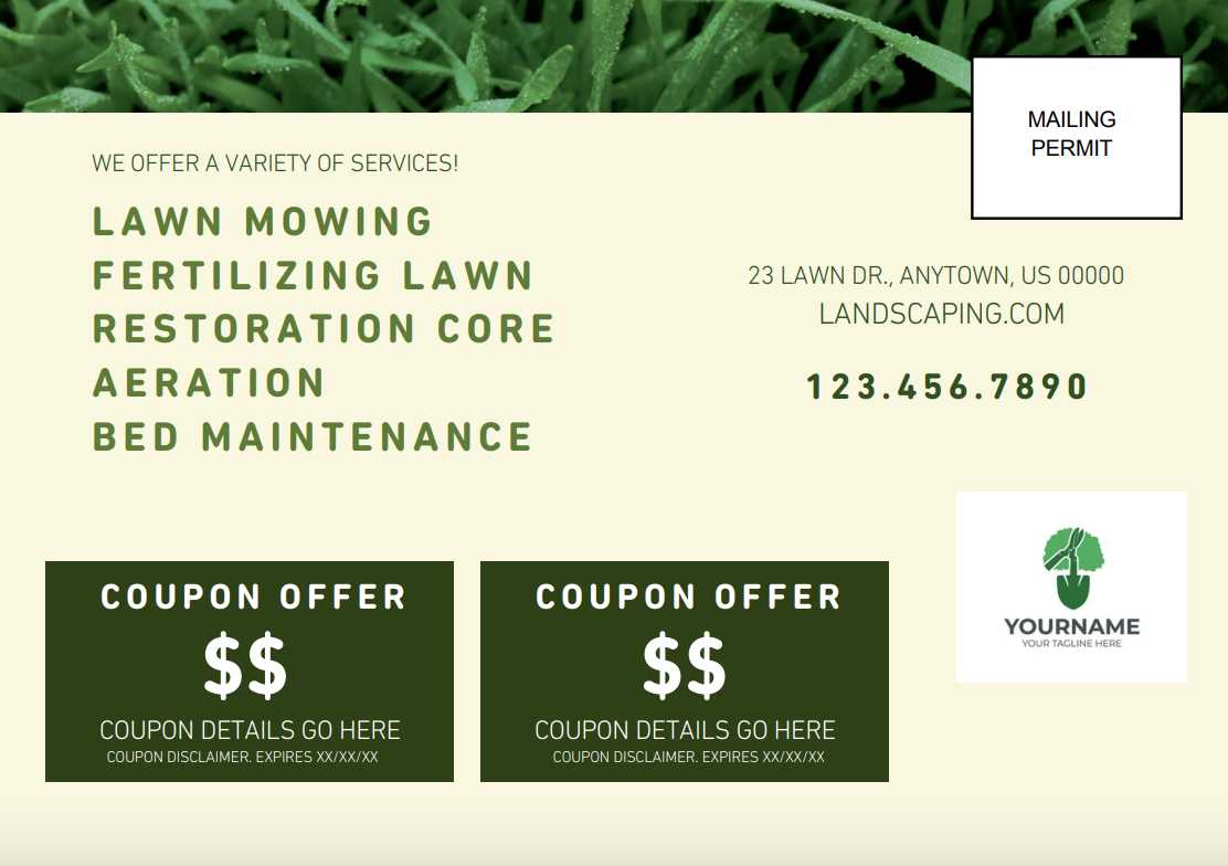 BACK 1: EDDM landscaping postcard template