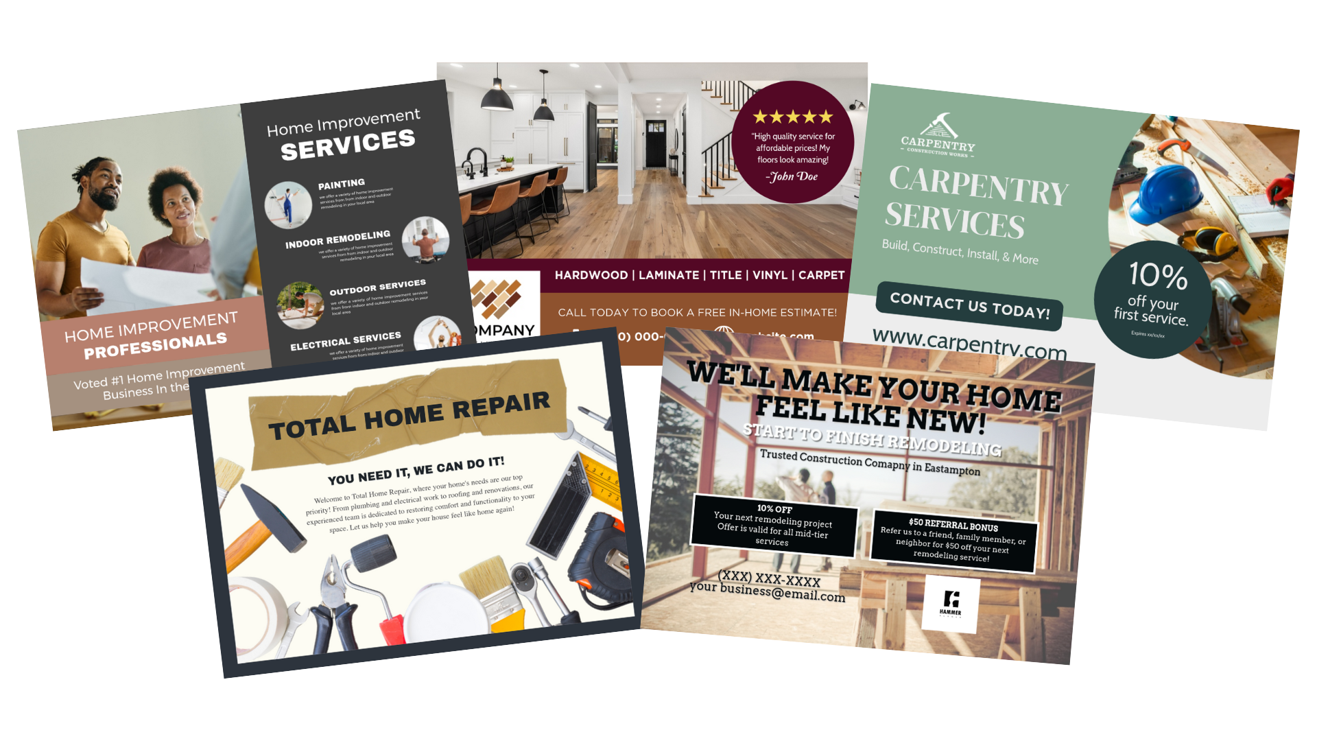free postcard templates for remodeling services
