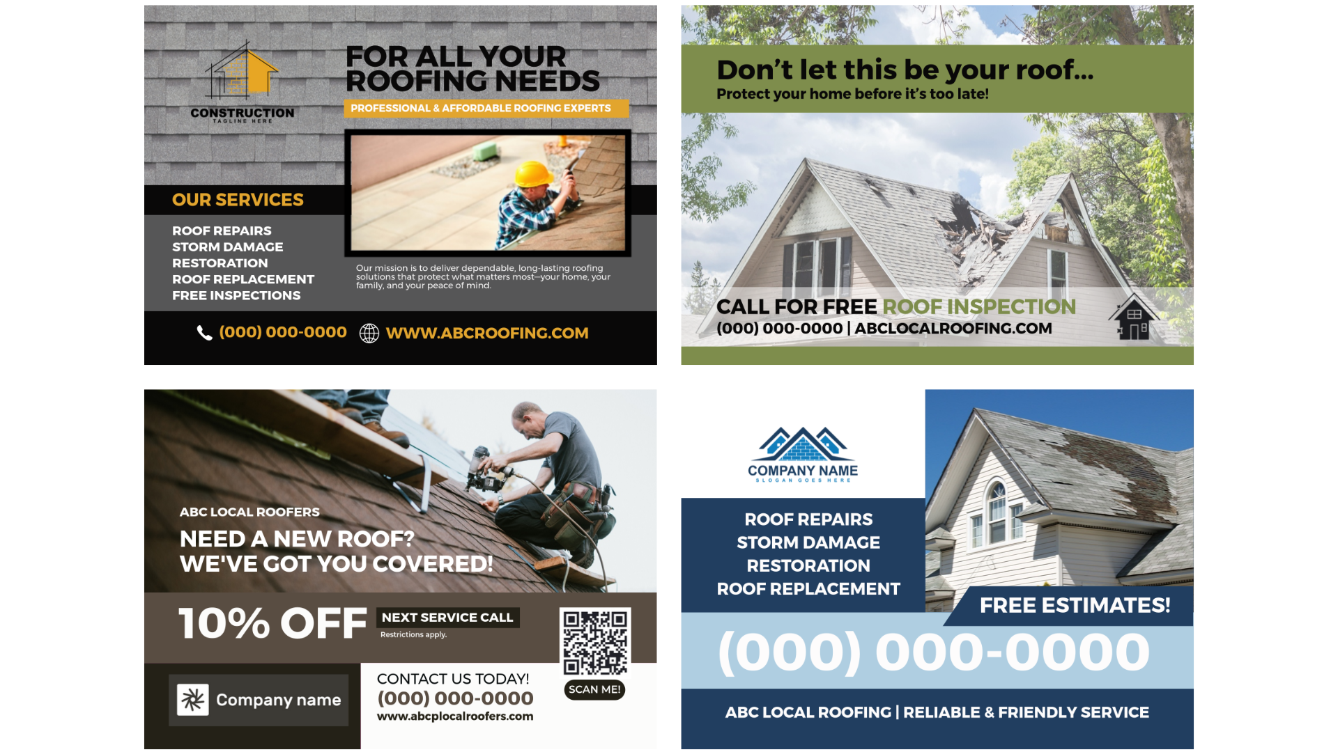 free roofing postcard templates